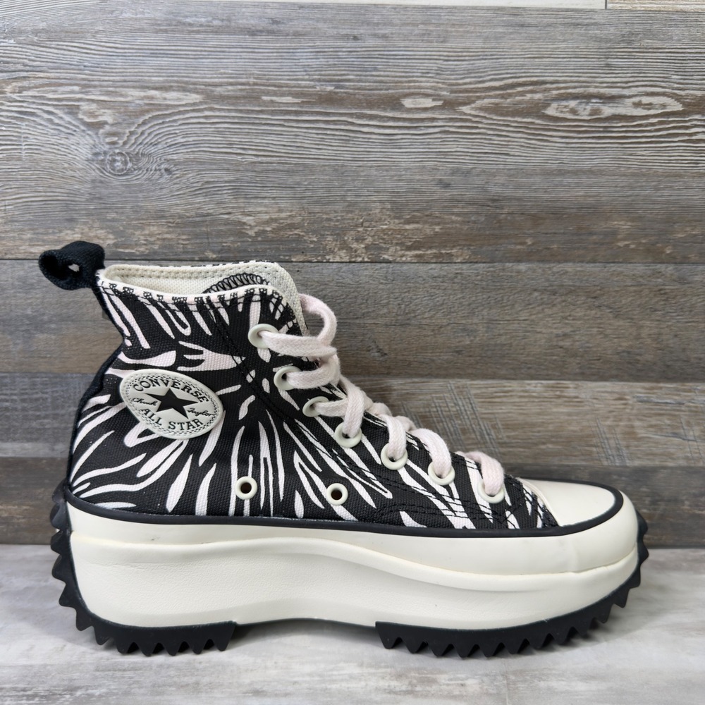 Converse Run Star Hike Women Size 5.5 Sneakers Zebra Print Platform Black White - Picture 4 of 12